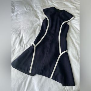 Rag & Bone Navy Blue dress with white leather piping (Sz 2)